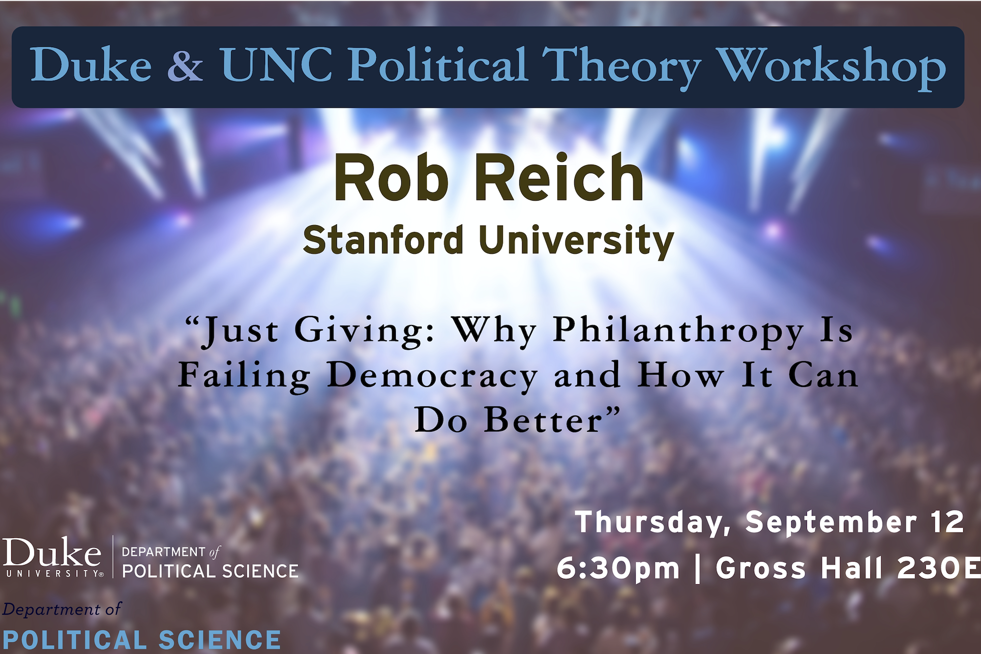 Flyer for Rob Reich event